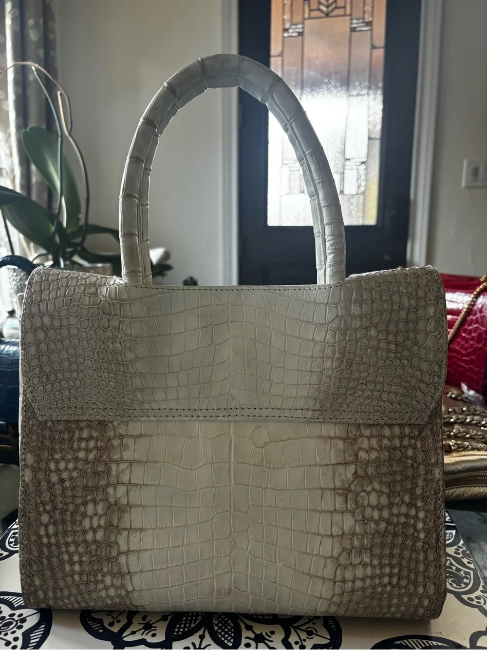 Genuine Himalayan crocodile handbag